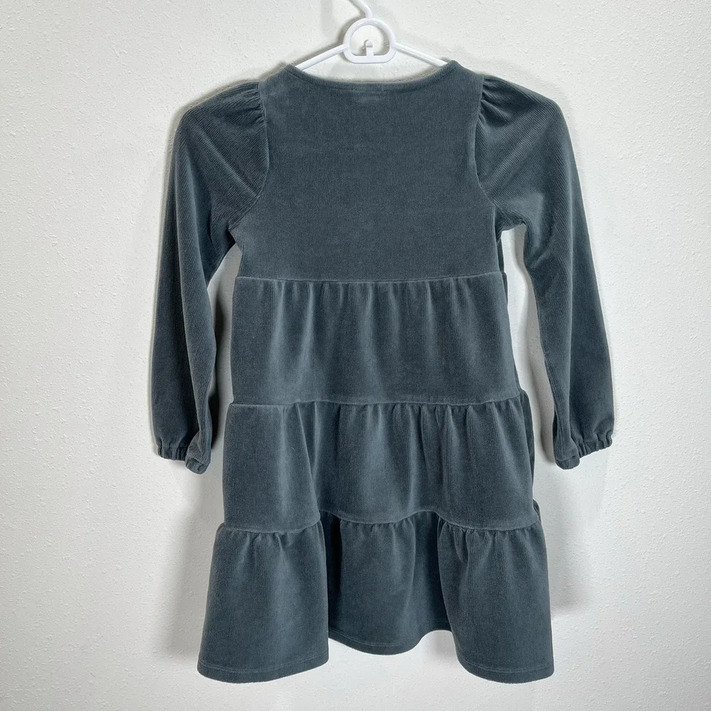 CREWCUTS J Crew Dress Girls Size 7 Velour Corduroy Tiered Long Sleeve Preppy